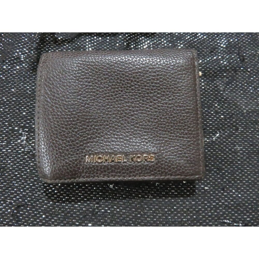 BOGO Michael Kors Bedford Carryall Card Case Brown Pebble Leather compact Wallet